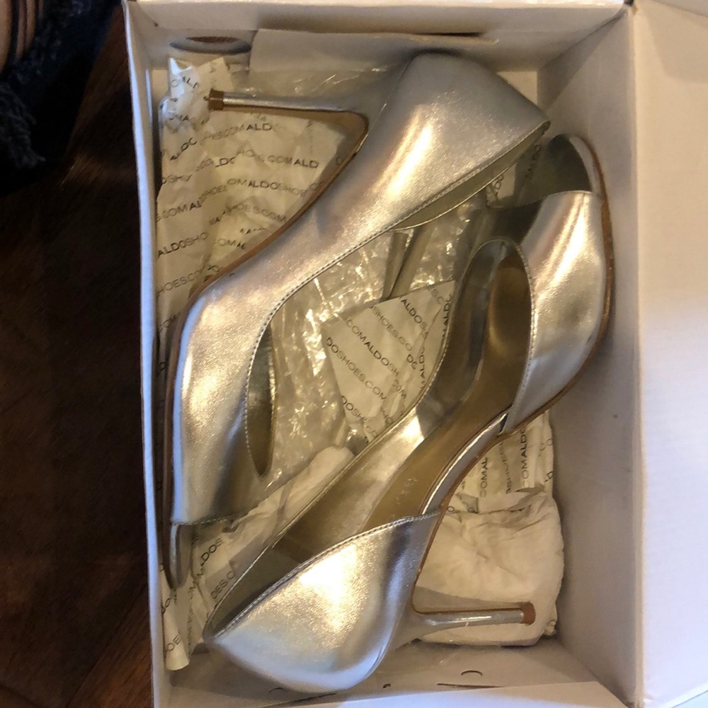 Aldo silver heels, worn once